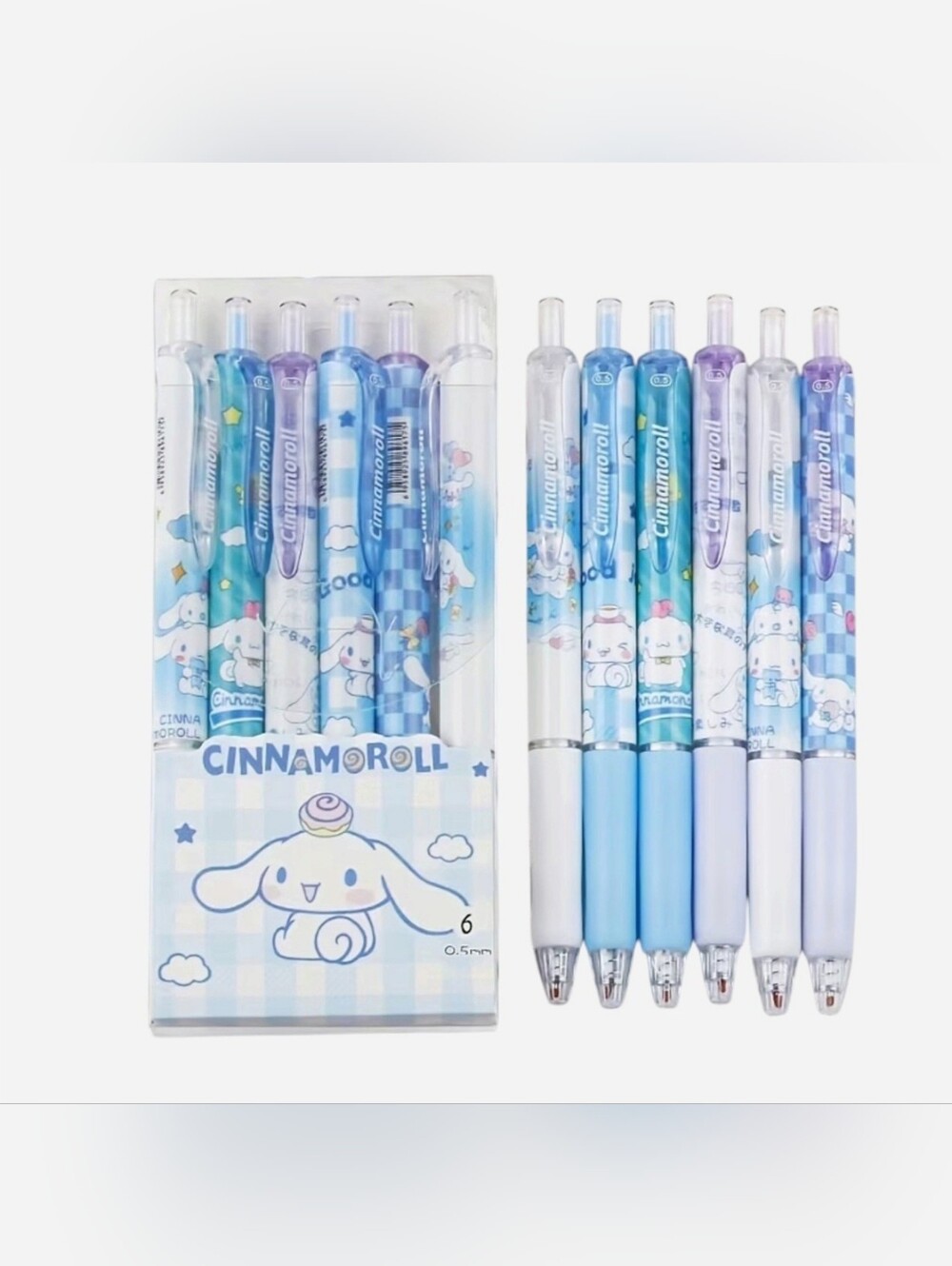Cinnamoroll Kawaii 6 piece Retractable Pen Set NEW in Package